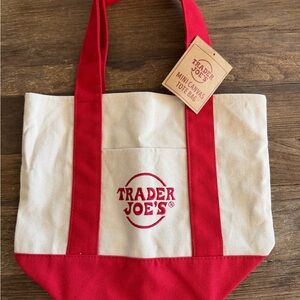 Trader Joe's Red & Cream Canvas Tote